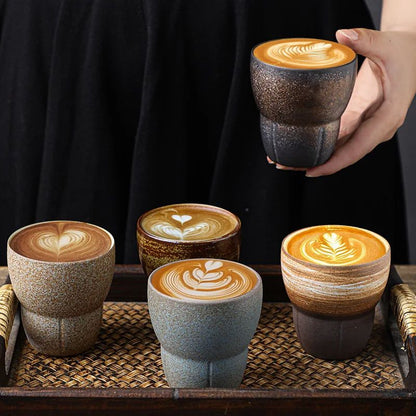 Retro Japanese Rough Pottery Espresso & Kung Fu Tea Cup, Ceramic Water Cup for Home & Office
