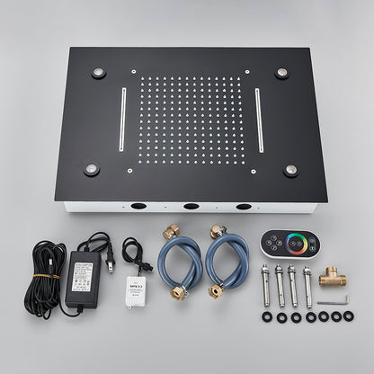 Black Ceiling Intelligent LED Rainfall Waterfall Shower Head Concealed Single Shower Tap 7