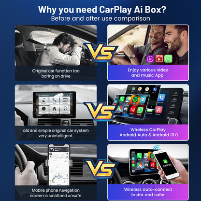 Android 13 AI TV Box For Cars Carlinkit Wireless CarPlay  Android Auto Adapter With LED Screen QCM6