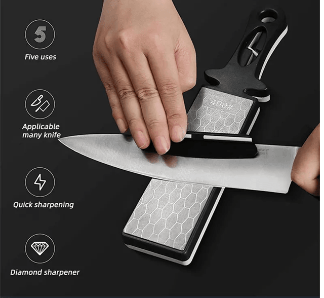 Premium 5in1 Knife Sharpener With Diamond Whetstone  Tungsten Carbide Edge System 2