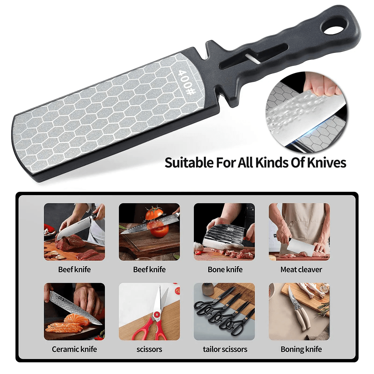 Premium 5in1 Knife Sharpener With Diamond Whetstone  Tungsten Carbide Edge System 9