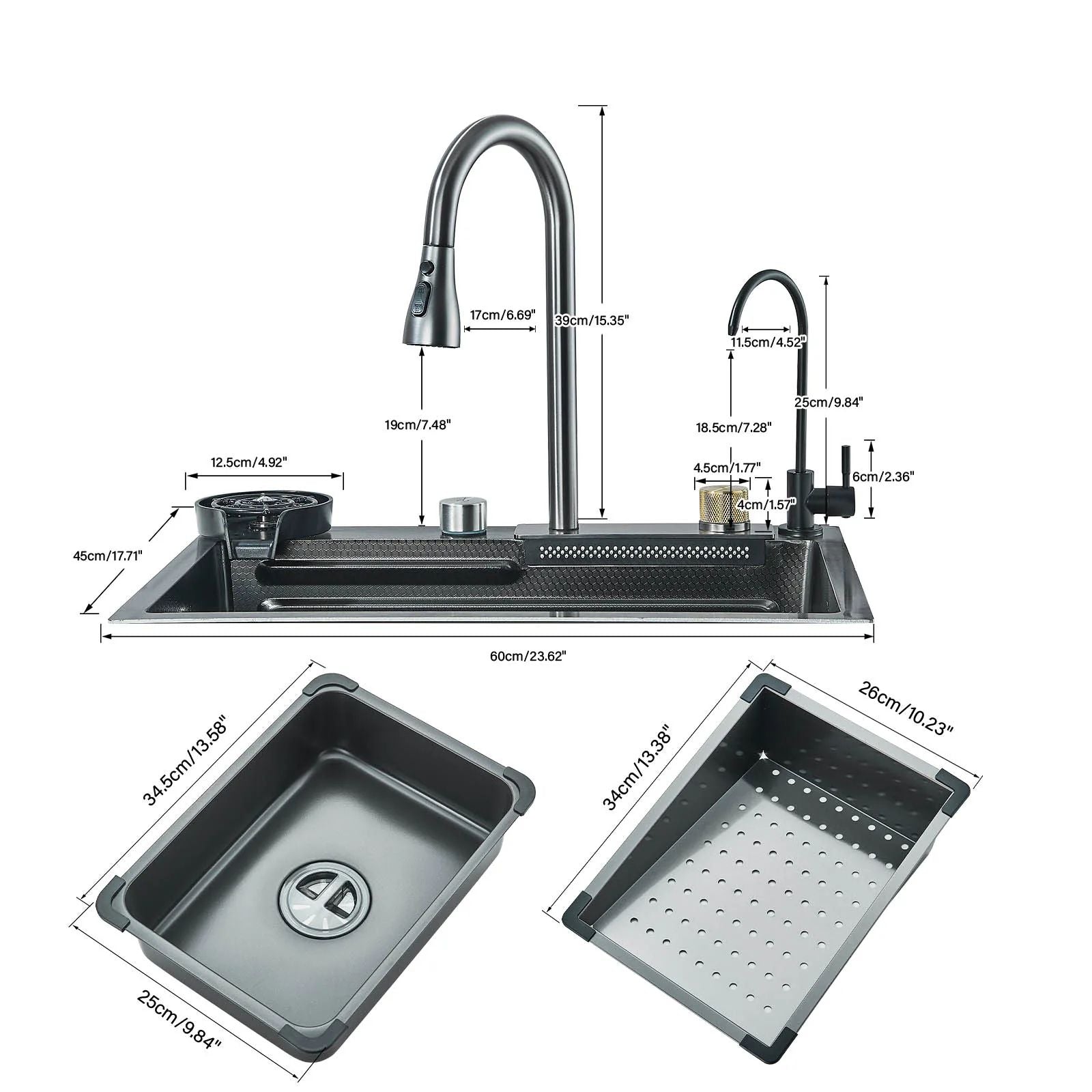 Premium Stainless Steel Waterfall Kitchen Sink Large Single Basin Above Counter With Single Slot  C 4