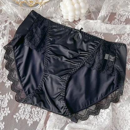 New Underwear for Women Satin Traceless Ice Silk Panties Mid Waist Breathable Sexy Lingerie Comfortable Lady Brief