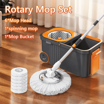 Automatic Spin Mop and Bucket Set 360 Degree Self Wringing Floor Mop with Built In Dehydration System
