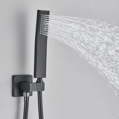 Rain Waterfall Black Concealed Shower Faucet Set With Tub Spout Embedded Bathroom Shower System Wal