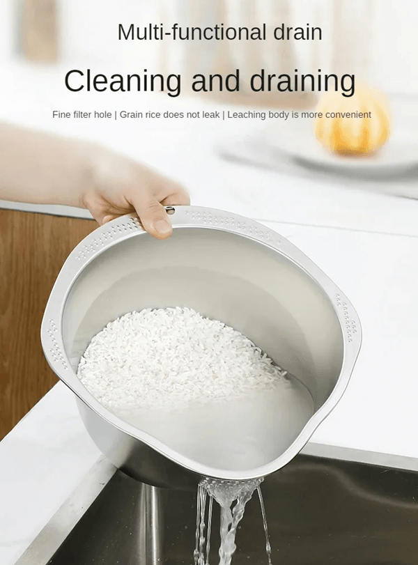 Stainless Steel Rice Washer Strainer Bowl  304 Kitchen Sieve For Rice Fruits And Vegetables 1