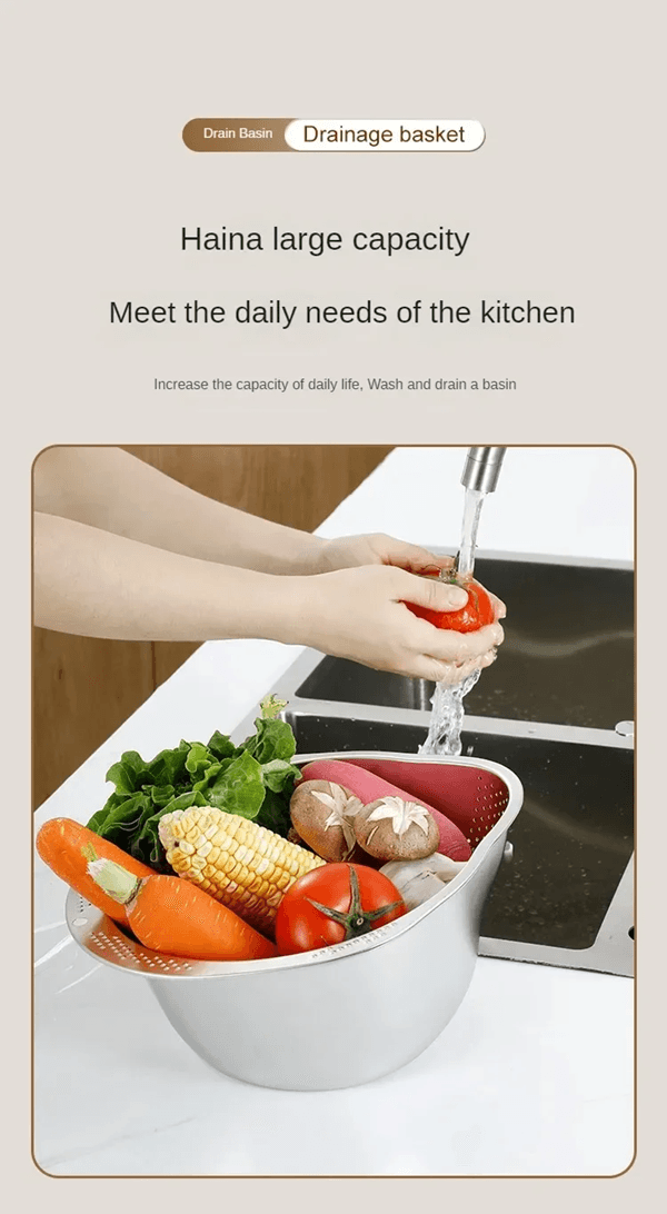 Stainless Steel Rice Washer Strainer Bowl  304 Kitchen Sieve For Rice Fruits And Vegetables 4
