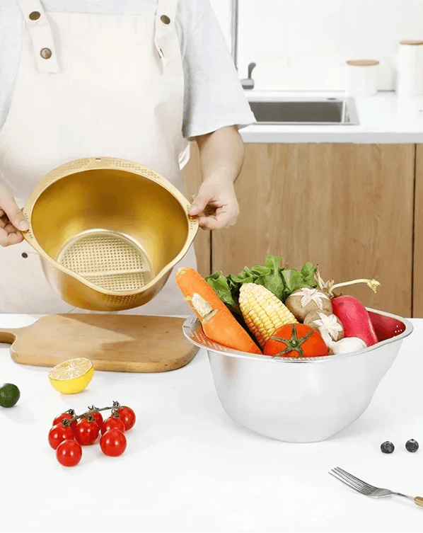 Stainless Steel Rice Washer Strainer Bowl  304 Kitchen Sieve For Rice Fruits And Vegetables 5