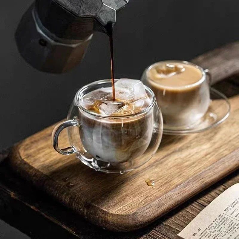 Heat Resistant Double Layer Glass Coffee Cup With Handle Transparent Borosilicate Water Tea Milk Ju 1