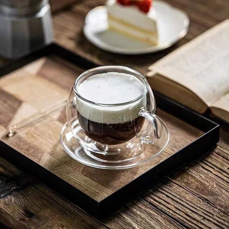 Heat Resistant Double Layer Glass Coffee Cup With Handle Transparent Borosilicate Water Tea Milk Ju 2