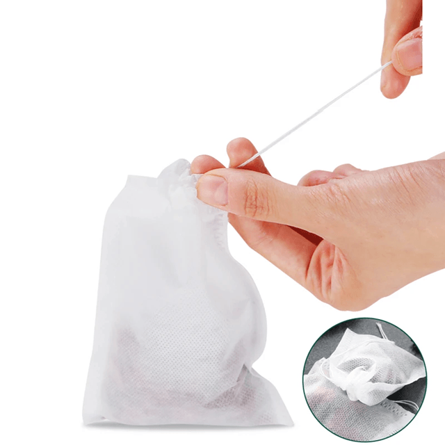 100Pack Disposable Tea Filter Bags  NonWoven Drawstring Infusers For Loose Leaf Tea Herbs And Spice 2