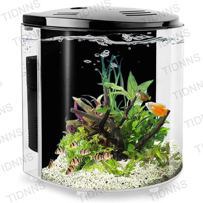 Mini Acrylic Goldfish Aquarium With Filter Pump  LED Light Desktop Small Fish Tank For Betta Living 5