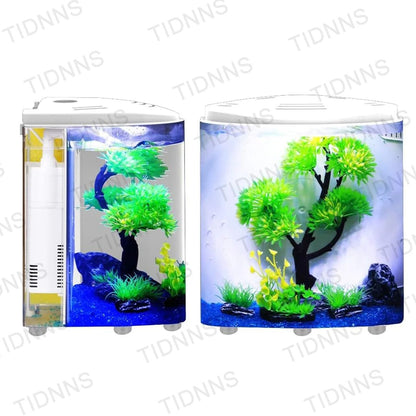 Mini Acrylic Goldfish Aquarium With Filter Pump  LED Light Desktop Small Fish Tank For Betta Living 3
