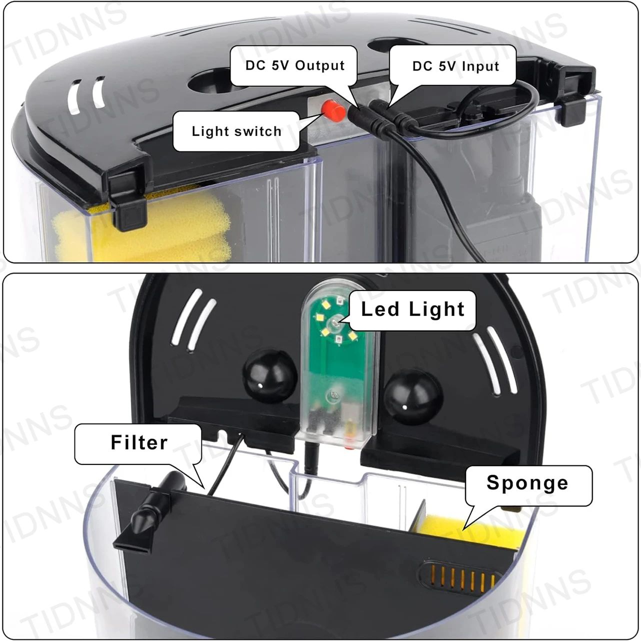 Mini Acrylic Goldfish Aquarium With Filter Pump  LED Light Desktop Small Fish Tank For Betta Living 4