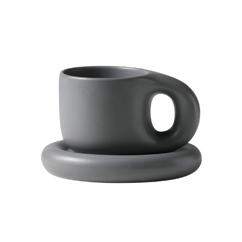 400ml Fat Handmade Chubby Mug With Oval Plate Creative Nordic Ceramic Cup  Saucer Set For Coffee Te 6