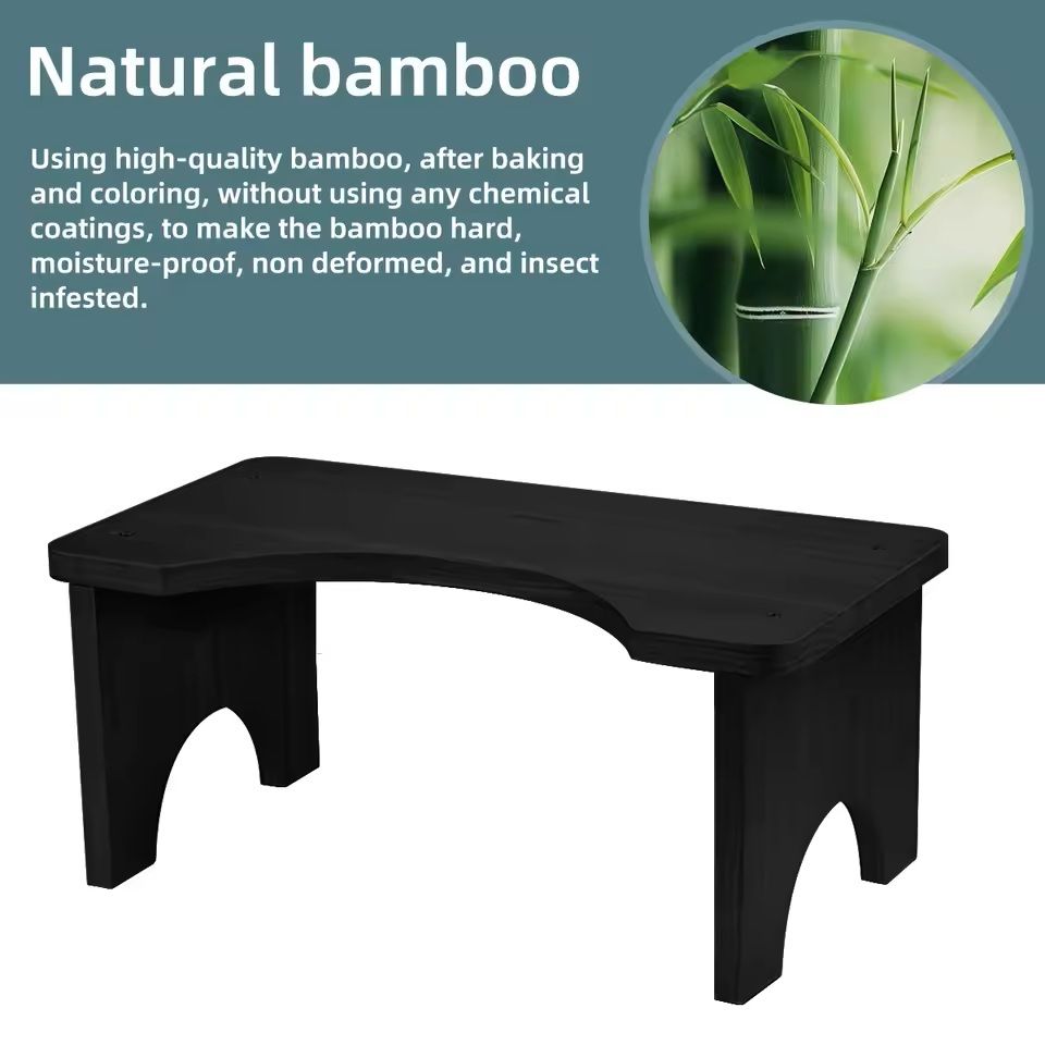 Sturdy Portable Bamboo Toilet Foot Stool For Adults 1