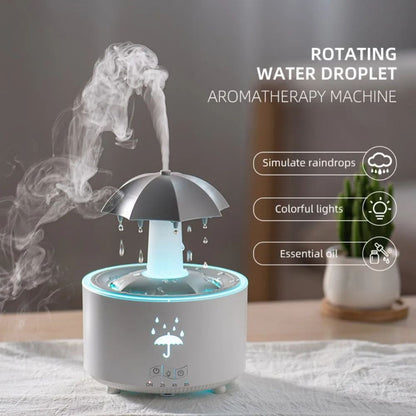 Rotating Umbrella Water Drop Air Humidifier With Colorful Night Lights Quiet Mist Essential Oil Dif 1