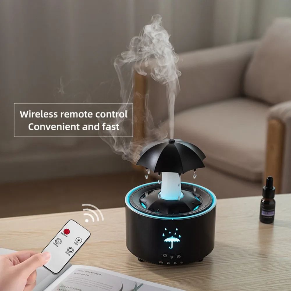 Rotating Umbrella Water Drop Air Humidifier With Colorful Night Lights Quiet Mist Essential Oil Dif 4