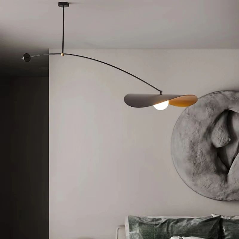 Nordic Novelty LED Long Arm Hat Chandelier Retro Hanging Lamp For Kitchen Island Bar Bedroom  Study 1