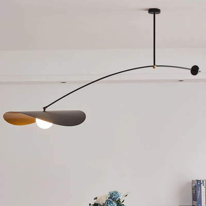 Nordic Novelty LED Long Arm Hat Chandelier Retro Hanging Lamp For Kitchen Island Bar Bedroom  Study 4