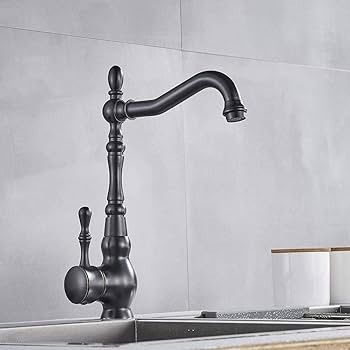 Antique Bronze Kitchen Faucet Uythner Single Handle Retro Brass Basin Tap With HotCold Water Mixing 3