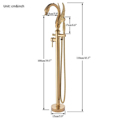 Luxury Quyanre Floor Standing Gold Swan Bathtub Faucet Modern Black Chrome Shower Mixer Tap For Bat 1