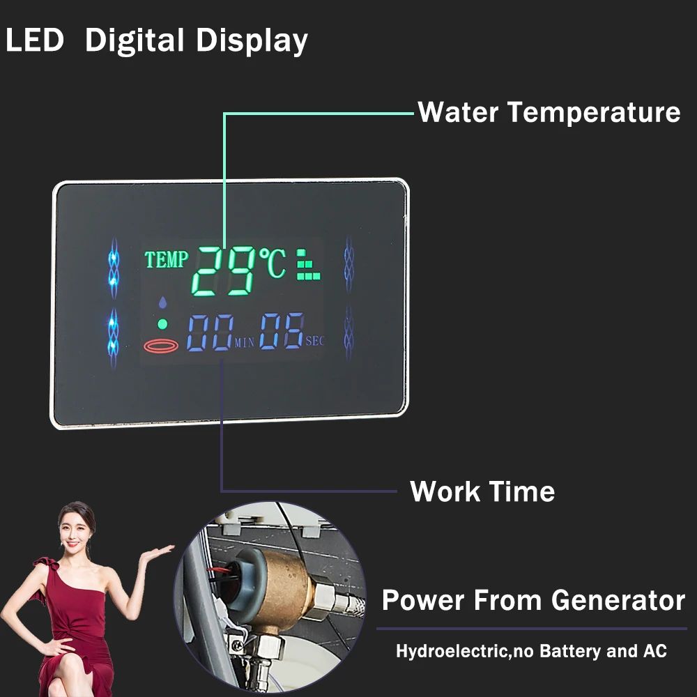 LED Bathroom Shower Panel  6 Modes Rainfall  Waterfall Shower Column With Intelligent LCD Massage J 2