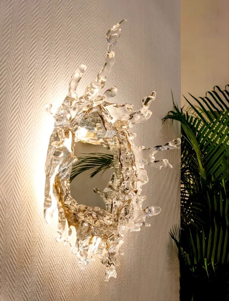 Modern Water Flower With Mirror Wall Lamp Decorative Light For Living Room Corridor Bathroom  Dress 1