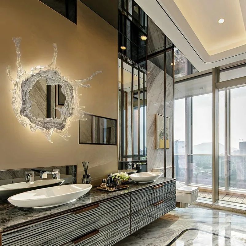 Modern Water Flower With Mirror Wall Lamp Decorative Light For Living Room Corridor Bathroom  Dress 3