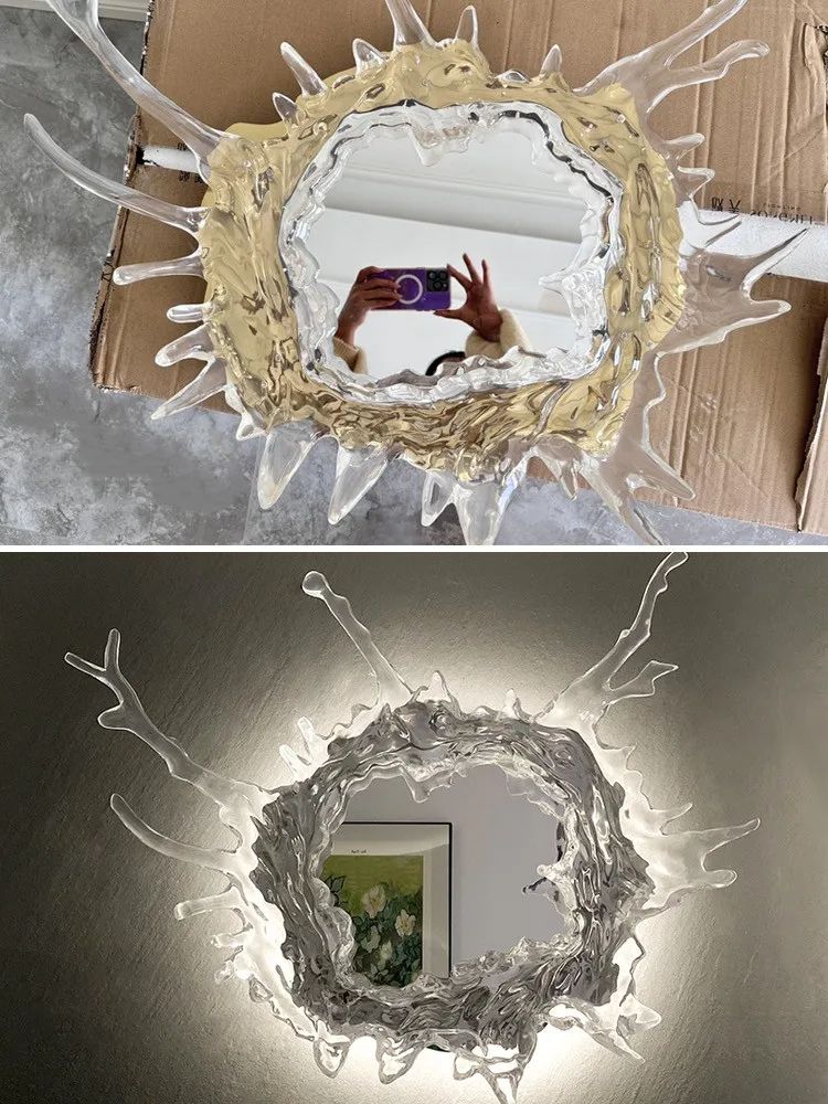 Modern Water Flower With Mirror Wall Lamp Decorative Light For Living Room Corridor Bathroom  Dress 4