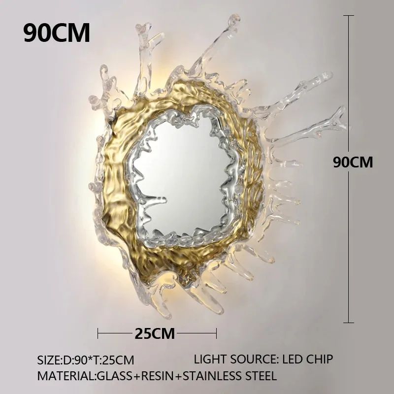 Modern Water Flower With Mirror Wall Lamp Decorative Light For Living Room Corridor Bathroom  Dress 9