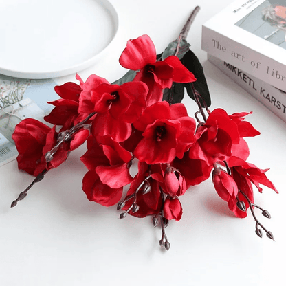 20-Head Artificial Magnolia Flower Bouquet – Realistic Silk Floral Stems for Home Decor, Weddings, and Table Arrangement