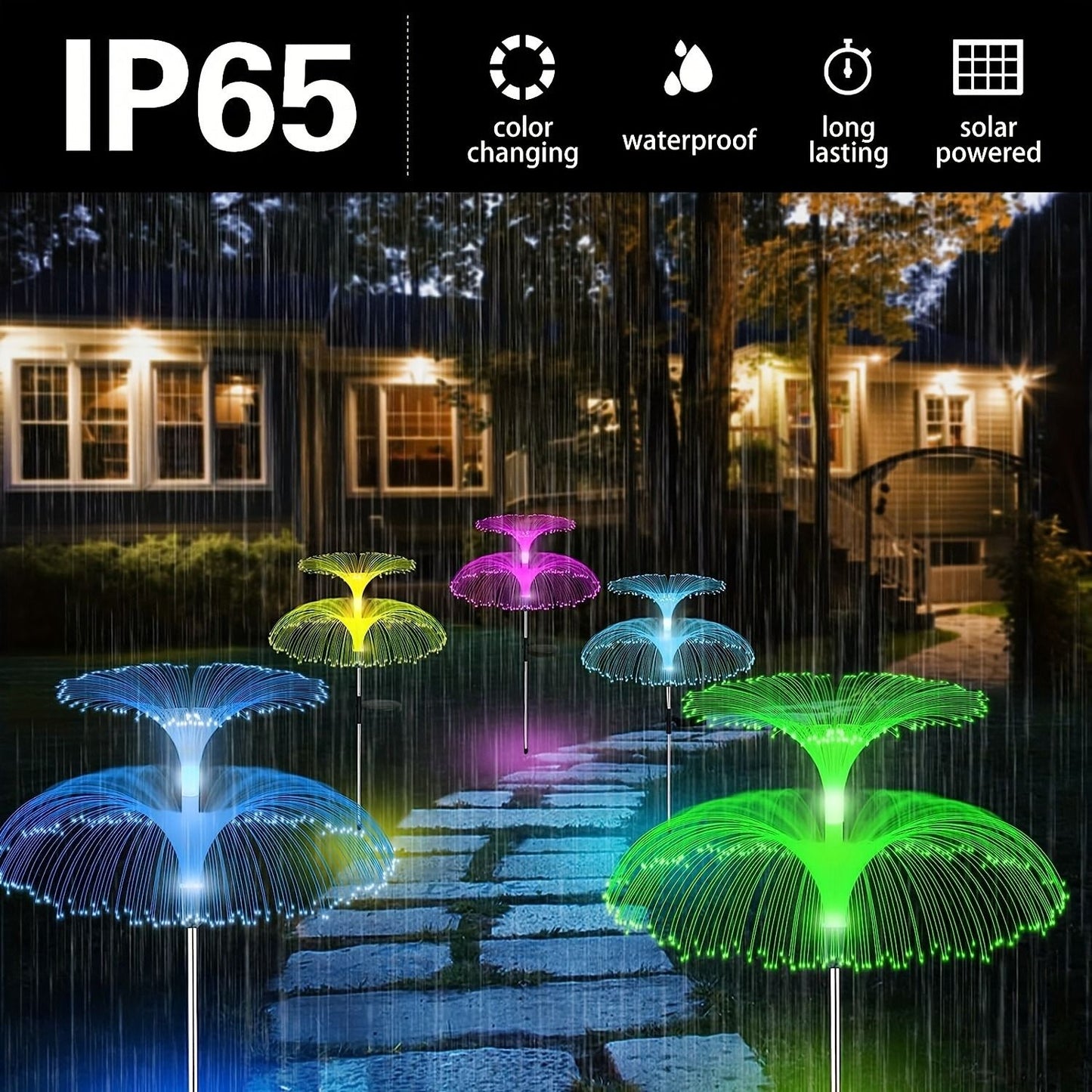 Color-Changing Solar Garden Stake Light – Outdoor Waterproof LED Jellyfish Lamp with 7 Variable Colors