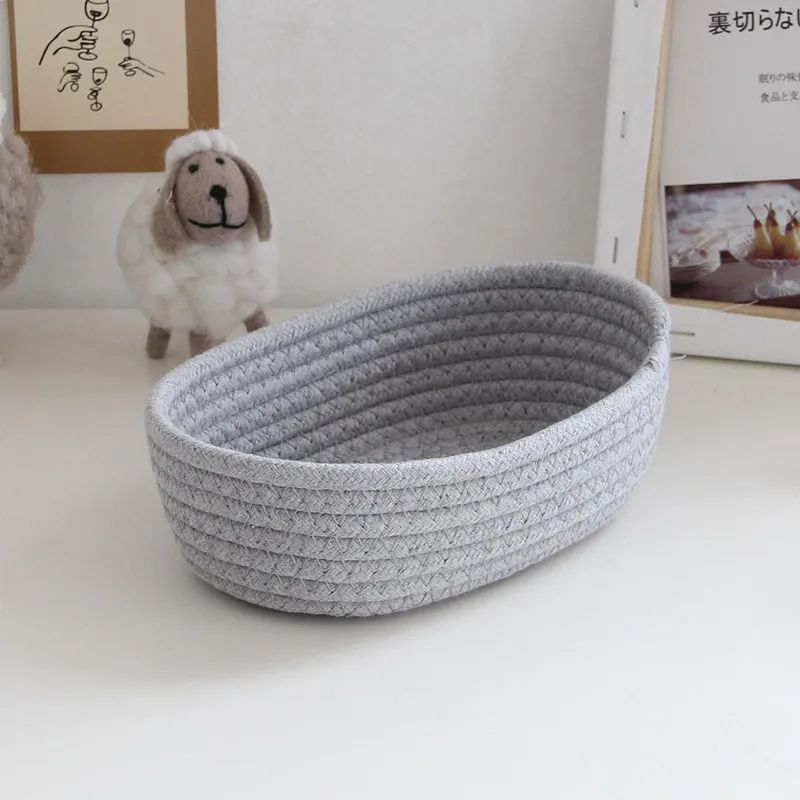 Nordic Cotton Rope Woven Storage Baskets Organize Boxes For Desktop Sundries Keys Cosmetics Stylish 3