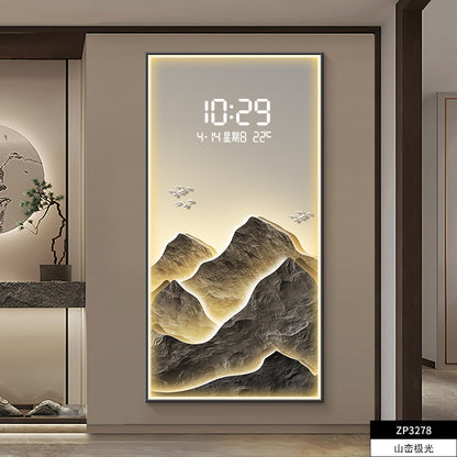 Digital Display Wall Clock With LED Lights Stylish Living Room Decor Electronic Hanging Painting Cl 2