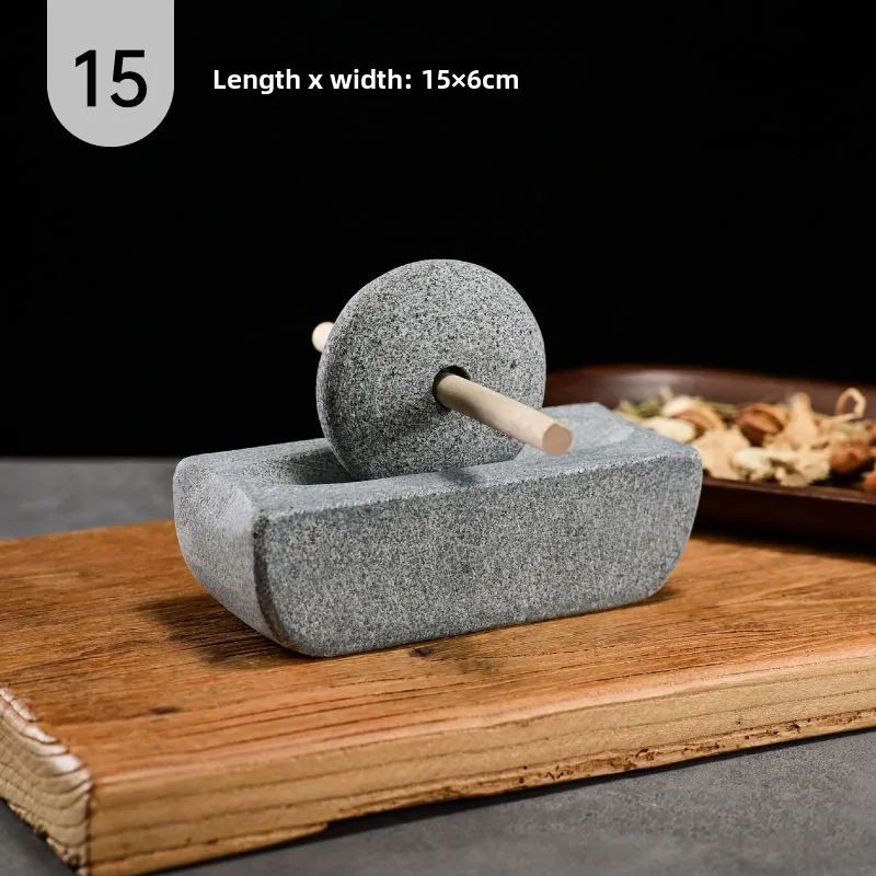 Traditional Chinese Medicine Grinder Set Wooden Home Mill With Crusher Roller Tea Tray And Herb Sea 6