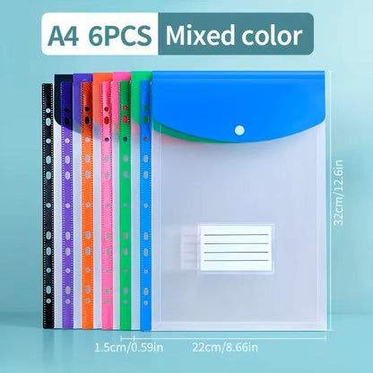 6pcs A4 HighCapacity LooseLeaf File Bags With 11Hole Binding Rings 4