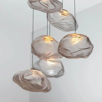 Modern Cloud Design Smoky Grey Glass Pendant Light Handcrafted Blown Glass Hanging Lamp For Living  1