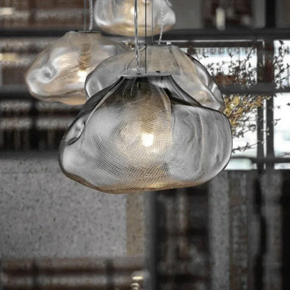 Modern Cloud Design Smoky Grey Glass Pendant Light Handcrafted Blown Glass Hanging Lamp For Living  2