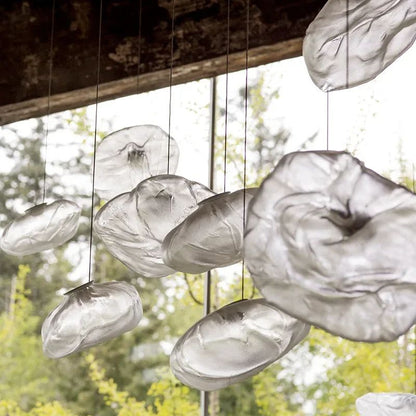 Modern Cloud Design Smoky Grey Glass Pendant Light Handcrafted Blown Glass Hanging Lamp For Living  4
