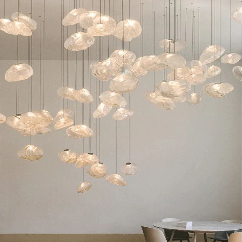 Modern Cloud Design Smoky Grey Glass Pendant Light Handcrafted Blown Glass Hanging Lamp For Living  5