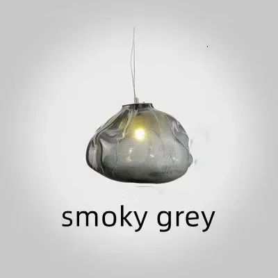 Modern Cloud Design Smoky Grey Glass Pendant Light Handcrafted Blown Glass Hanging Lamp For Living  8