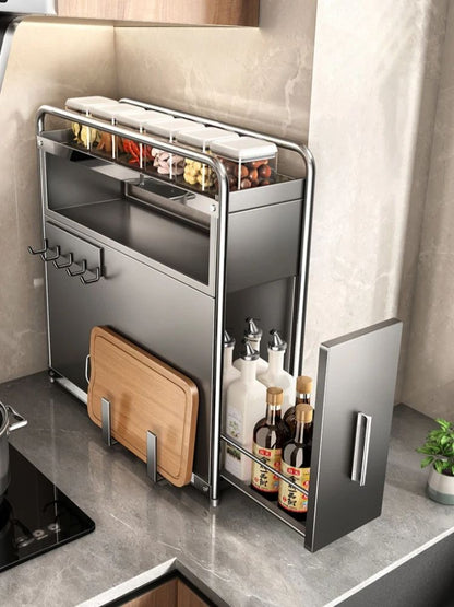 Multipurpose Kitchen Spice Organizer With Pull Out Seasoning Drawer Rack Dustproof Countertop Cup A 5