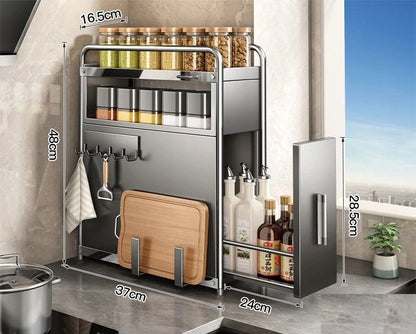 Multipurpose Kitchen Spice Organizer With Pull Out Seasoning Drawer Rack Dustproof Countertop Cup A 8