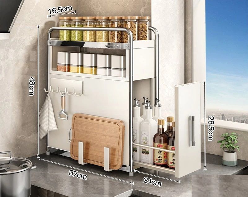 Multipurpose Kitchen Spice Organizer With Pull Out Seasoning Drawer Rack Dustproof Countertop Cup A 9
