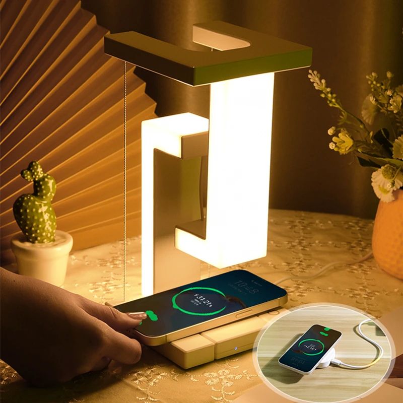 Novelty Floating Lamp with Detachable Wireless Charger Decorative LED Light for Bedroom, Office, and Home Decor