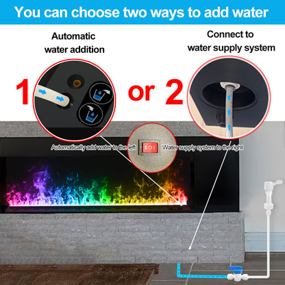 3D Electric Fireplace With Water Steam Humidifier Smart Home LED Flame  Crackling Sound For WallTV  2