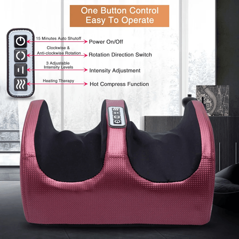 Electric Foot Massager with Heat and Shiatsu Rollers – Deep Kneading Therapy for Muscle Pain Relief and Relaxation