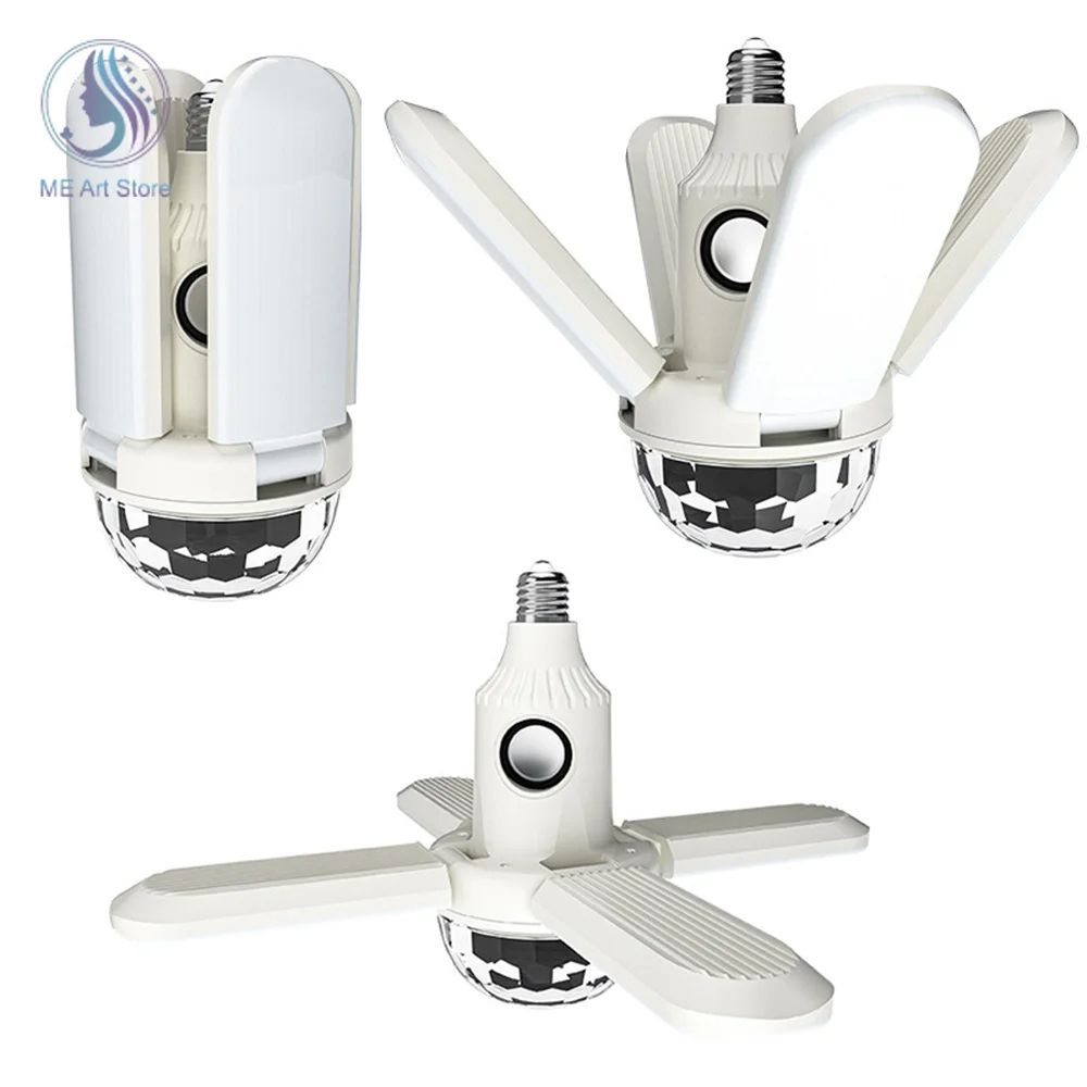LED Bulb Fan Blade FourLeaf Music Lamp Bluetooth Speaker Foldable LED Light Bulb With Remote Contro 2