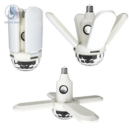 LED Bulb Fan Blade FourLeaf Music Lamp Bluetooth Speaker Foldable LED Light Bulb With Remote Contro 2